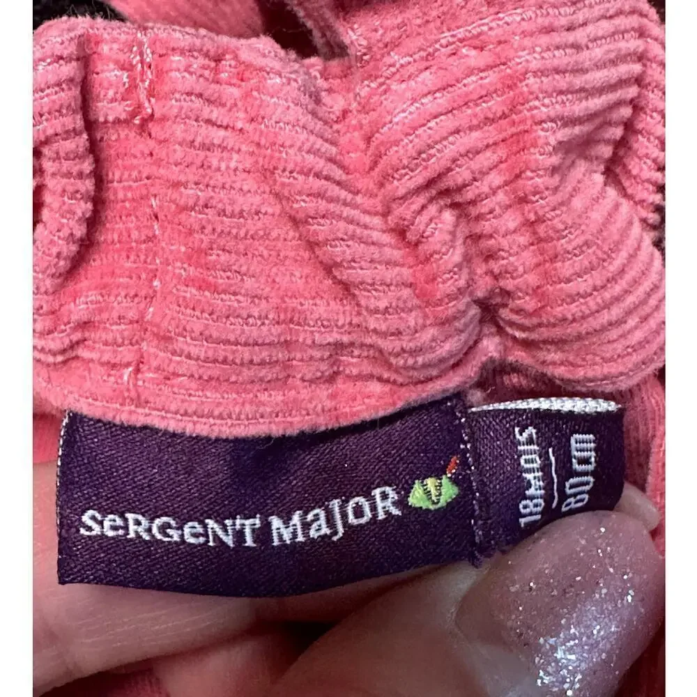 Sergent Major Pink Corduroy Suspender Shorts Romper Girls Size 18M